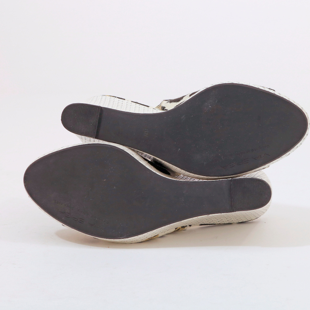 Via Spiga Animal Print Ivory Wedge Sandals 8M - Picture 6 of 8